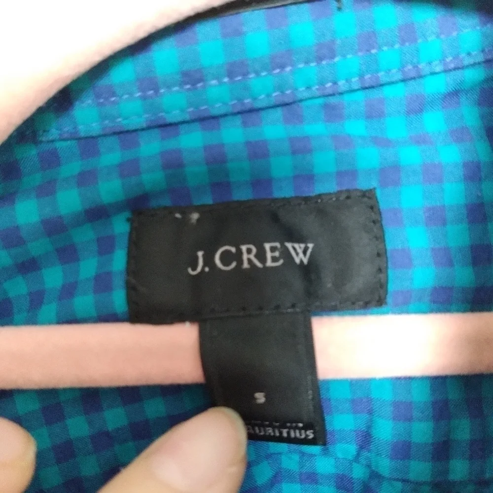J. Crew Blue Plaid Slim Fit Long Sleeve Button Down Shirt Size Small